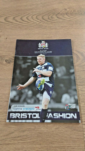 Bristol v Ulster Oct 2012 British & Irish Cup Rugby Programme