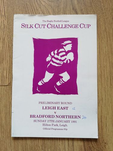 Leigh East v Bradford Northern Jan 1991 Challenge Cup RL Programme