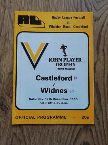 Castleford v Widnes Dec 1980 John Player Trophy RL Programme