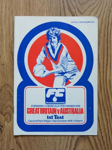Great Britain v Australia 1st Test Oct 1978 Rugby League Programme