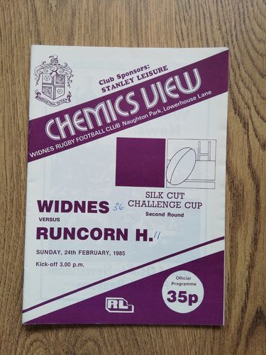 Widnes v Runcorn Highfield Feb 1985 Challenge Cup RL Programme