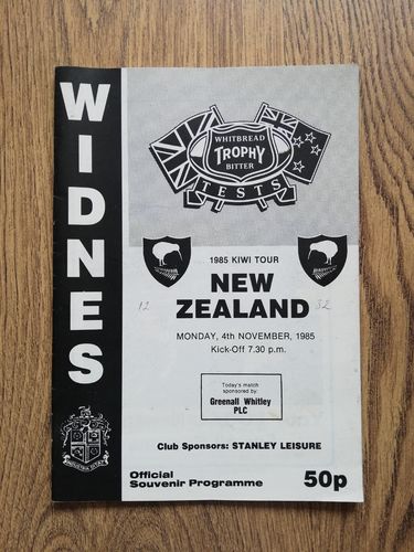 Widnes v New Zealand Nov 1985 Rugby League Programme