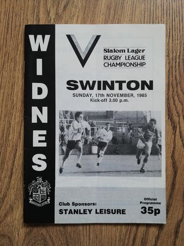 Widnes v Swinton Nov 1985 Rugby League Programme