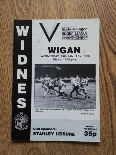 Widnes v Wigan Jan 1986 Rugby League Programme
