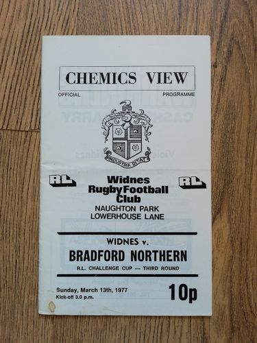 Widnes v Bradford Northern Mar 1977 Challenge Cup Rugby League Programme