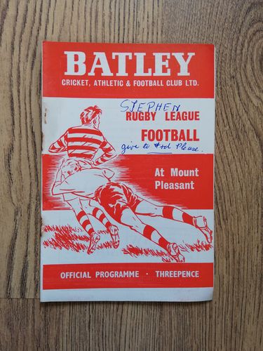 Batley v Dewsbury Dec 1963 Rugby League Programme