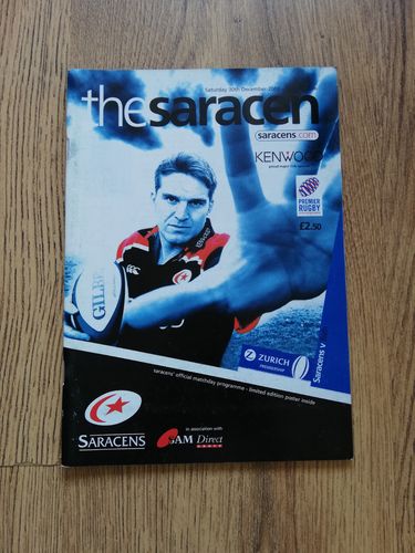 Saracens v Bath Dec 2000 Rugby Programme