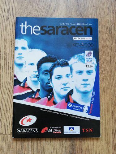 Saracens v Sale Sharks Feb 2001 Rugby Programme