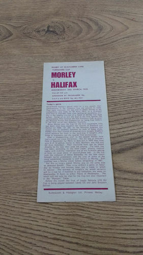 Morley v Halifax Mar 1975 Yorkshire Cup Rugby Programme