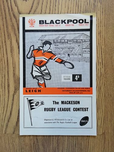 Blackpool Borough v Leigh Nov 1963 RL Programme