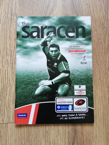 Saracens v Leicester Oct 2002 Rugby Programme