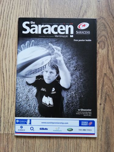 Saracens v Gloucester Nov 2004 Rugby Programme