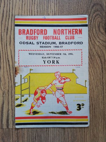 Bradford Northern v York Sept 1956 Rugby League Programme