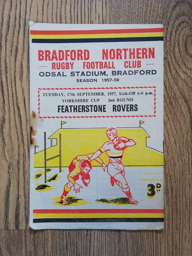 Bradford Northern v Featherstone Sept 1957 Yorkshire Cup RL Programme