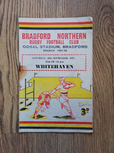 Bradford Northern v Whitehaven Sept 1957 Rugby League Programme