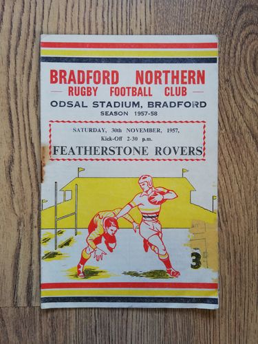 Bradford Northern v Featherstone Nov 1957 Rugby League Programme