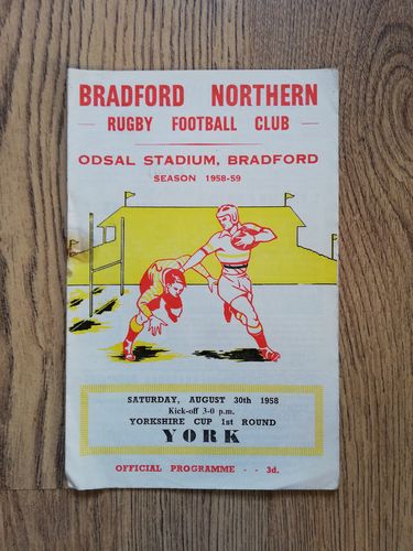 Bradford Northern v York Aug 1958 Yorkshire Cup RL Programme
