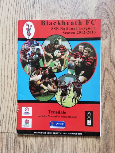 Blackheath v Tynedale Nov 2012 Rugby Programme