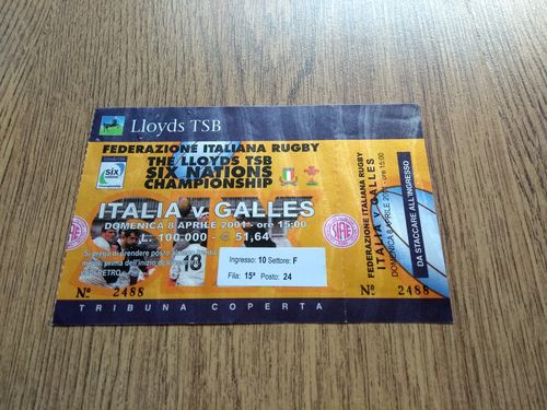 Italy v Wales 2001 Rugby Ticket