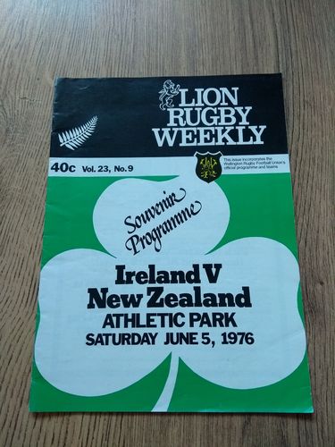 New Zealand v Ireland 1976 Rugby Programme