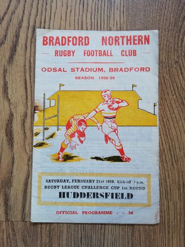 Bradford Northern v Huddersfield Feb 1959 Challenge Cup RL Programme