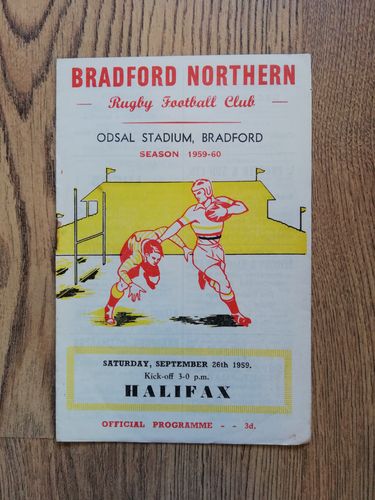 Bradford Northern v Halifax Sept 1959 Rugby League Programme