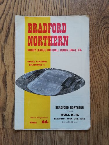 Bradford Northern v Hull KR Dec 1965 Rugby League Programme