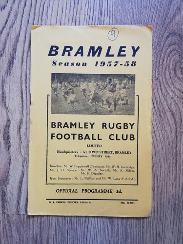 Bramley v Whitehaven Dec 1957 Rugby League Programme