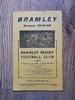 Bramley v Wakefield Nov 1959 Rugby League Programme