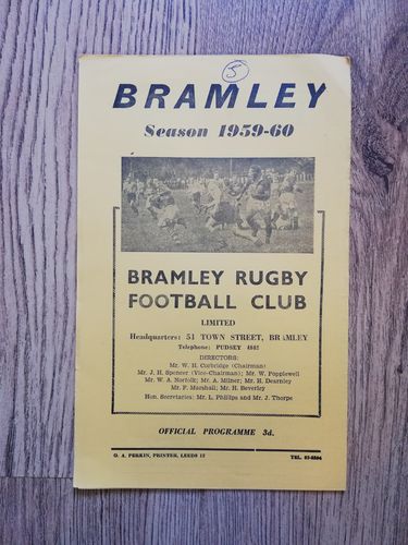 Bramley v Keighley Jan 1960 Rugby League Programme