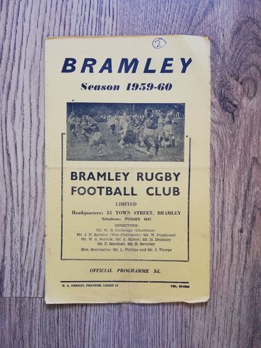 Bramley v York Mar 1960 Rugby League Programme