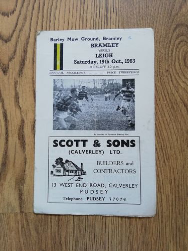 Bramley v Leigh Oct 1963 Rugby League Programme