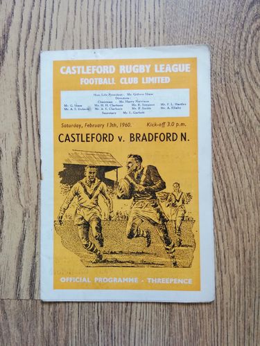 Castleford v Bradford Northern Feb 1960 Rugby League Programme