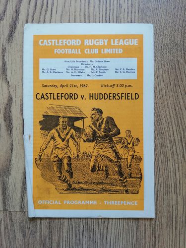 Castleford v Huddersfield Mar 1962 Challenge Cup Rugby League Programme