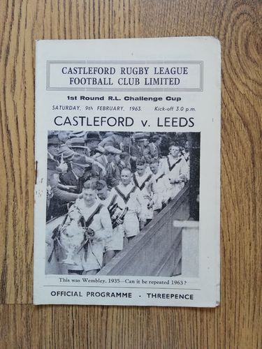 Castleford v Leeds Feb 1963 Challenge Cup Rugby League Programme