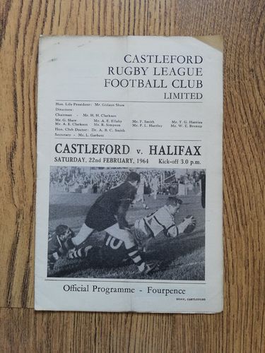 Castleford v Halifax Feb 1964 Rugby League Programme