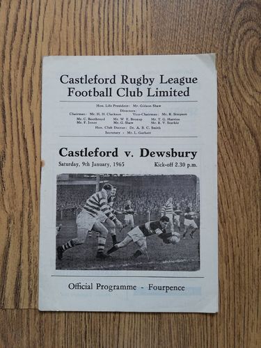 Castleford v Dewsbury Jan 1965 Rugby League Programme
