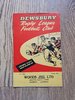 Dewsbury v Rochdale Apr 1958 Rugby League Programme