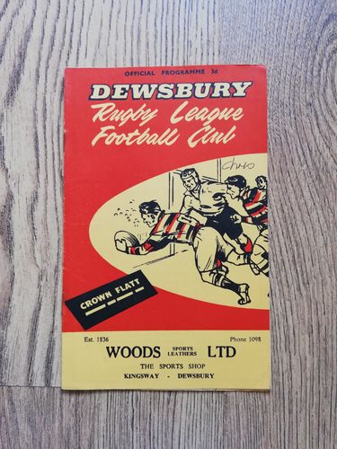 Dewsbury v Rochdale Feb 1959 Rugby League Programme
