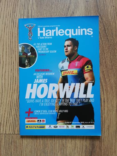 Harlequins v Sale Sharks Nov 2015 Rugby Programme