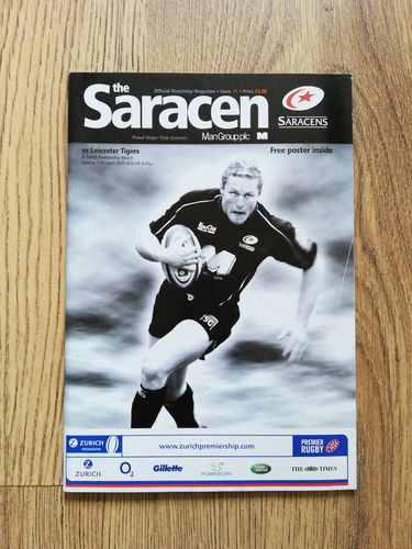 Saracens v Leicester Apr 2005 Rugby Programme