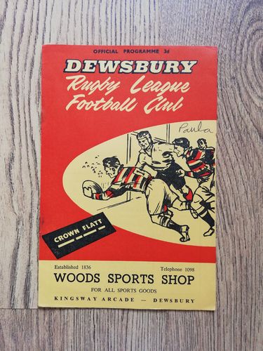 Dewsbury v Liverpool City Aug 1959 Rugby League Programme