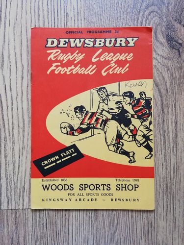 Dewsbury v Wakefield Sept 1959 Rugby League Programme