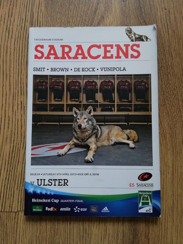 Saracens v Ulster Apr 2013 Heineken Cup Quarter-Final Rugby Programme