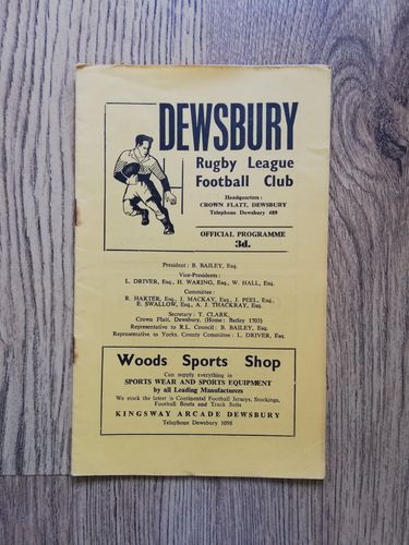 Dewsbury v Halifax Feb 1962 Rugby League Programme