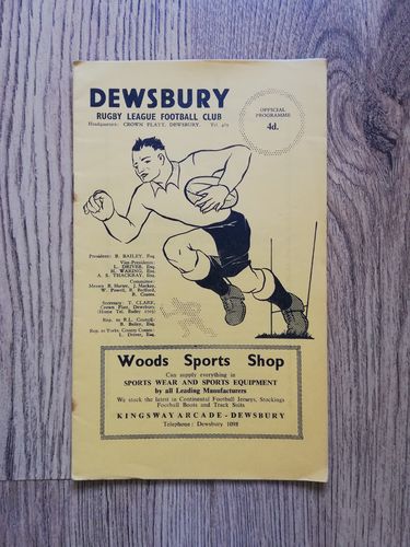 Dewsbury v Keighley Mar 1963 Rugby League Programme