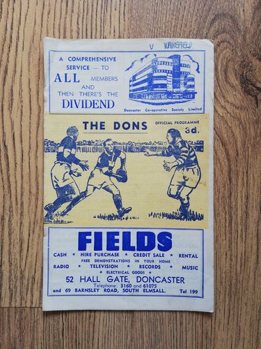 Doncaster v Wakefield Oct 1959 Rugby League Programme