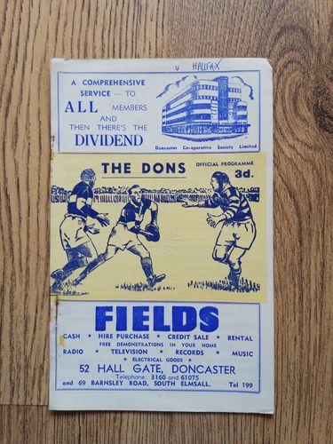 Doncaster v Halifax Oct 1959 Rugby League Programme