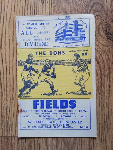 Doncaster v Hull Apr 1960 Rugby League Programme