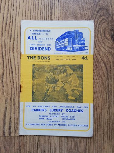 Doncaster v Dewsbury Oct 1964 Rugby League Programme